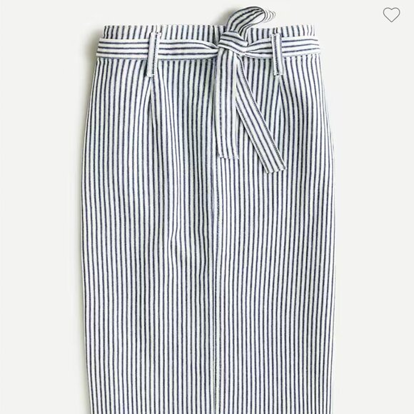 J. Crew Denim Midi Skirt with Blue and White Railroad Stripe - Picture 1 of 5